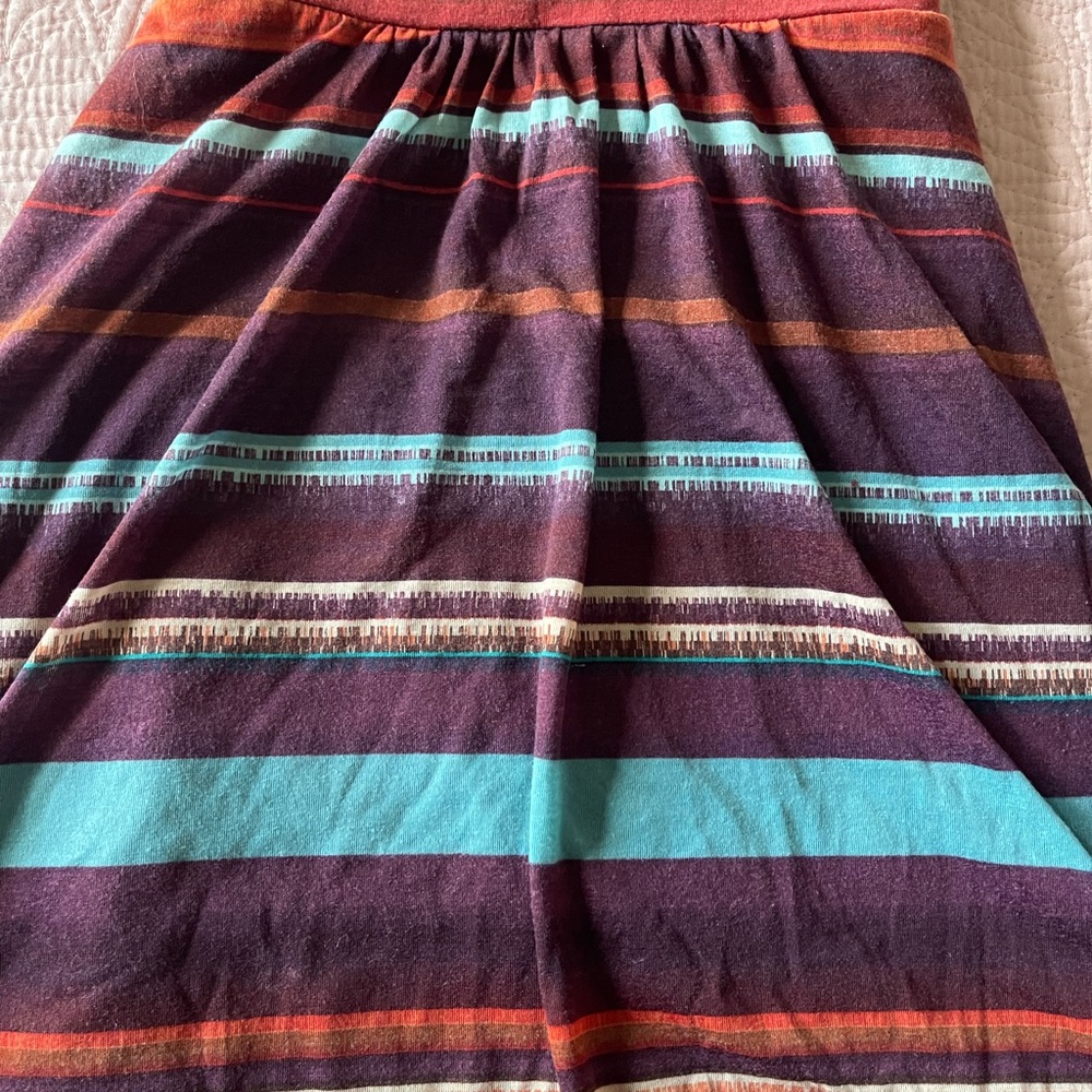 American Rag Strapless Stripe Dress in Teal, Orange, and Plum - Picture 3 of 5